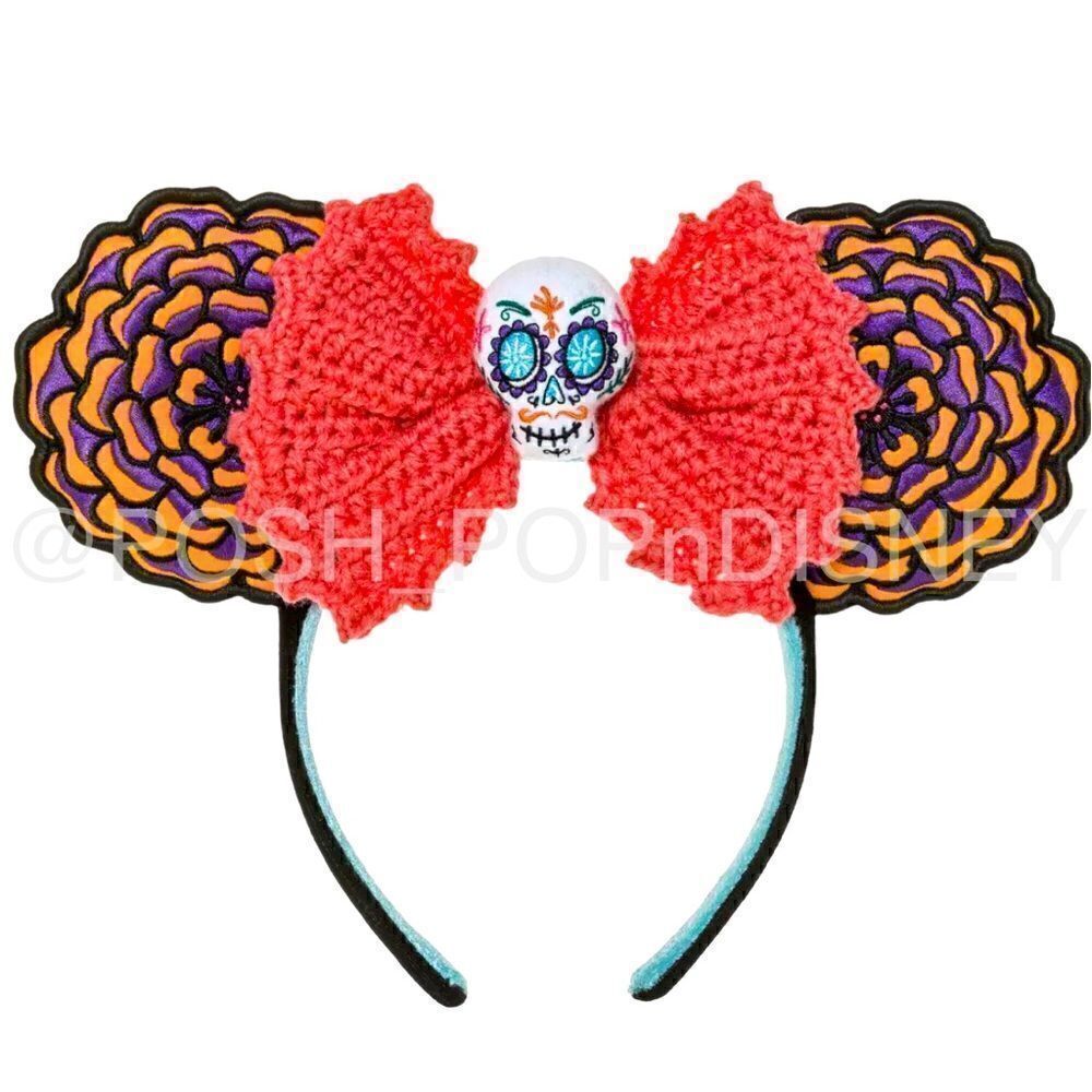 PIXAR Coco Ears Embroidered design Crotchet bow sugar-skull Halloween 2022